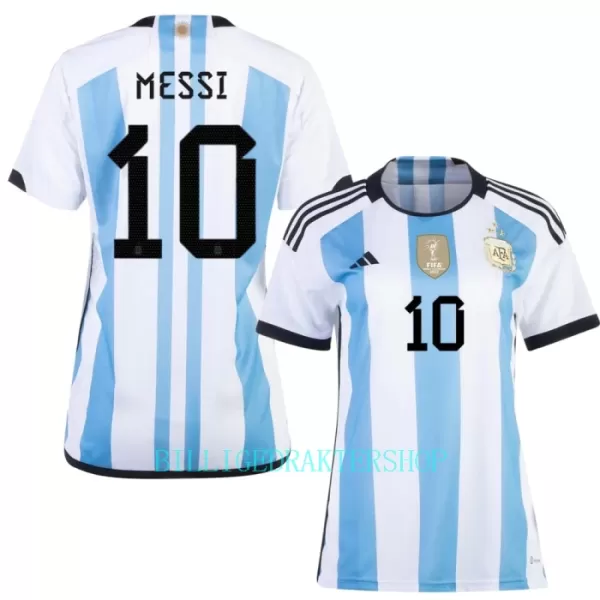 Argentina 3 Star Lionel Messi 10 Trøye Dame VM 2022