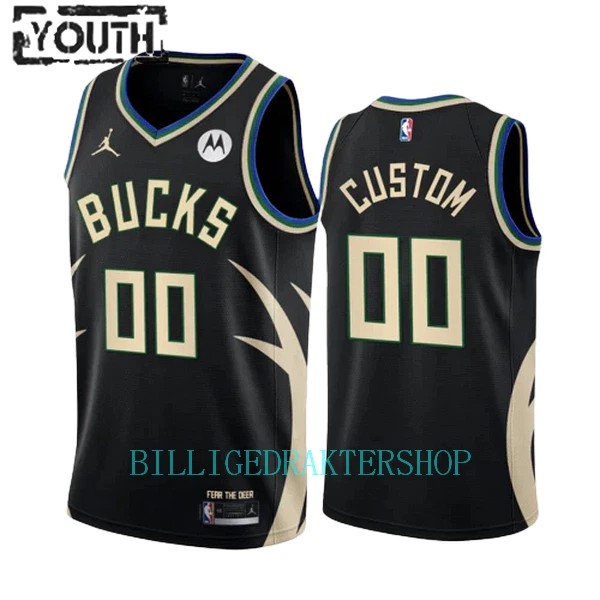 Milwaukee Bucks Trøye Barn Statement Edition 2023/2024 Swingman Svart