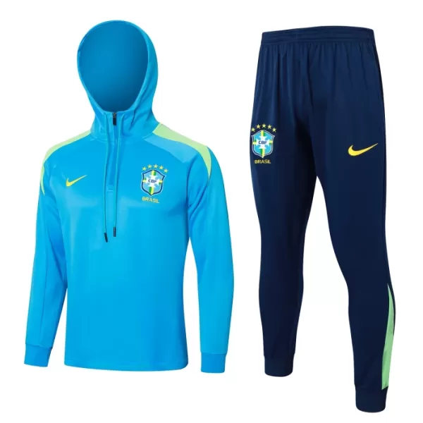 Brasil Hoodie Trenings Collegegenser Set 2024/2025 Blå